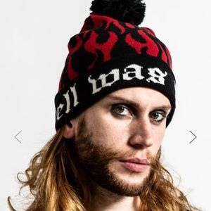 Killstar Hell Was Boring Gothic Black Red Bobble Pom Hat Beanie New Unisex